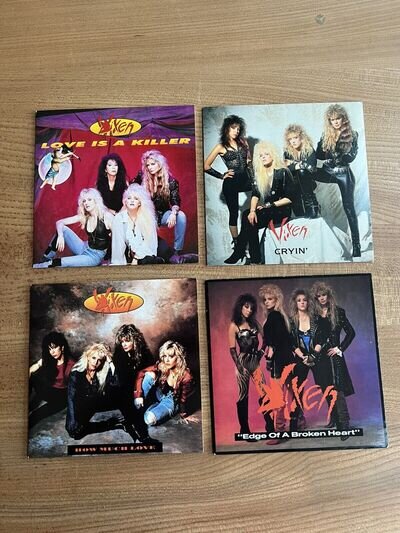 Bundle Vixen 7” Vinyl Singles Cryin How Much Love Killer Edge VG/G