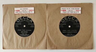 ERNEST TUBB - 1964 - 2 x 7" CHRISTMAS SINGLES WITH JUKE-BOX TITLE STRIPS *EX*