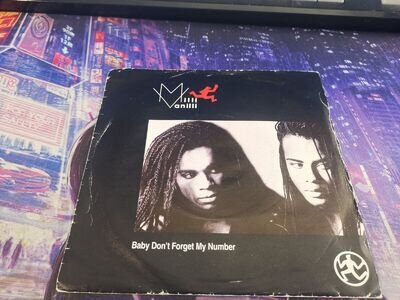 Milli Vanilli Baby dont forget my number 7" Vinyl Record