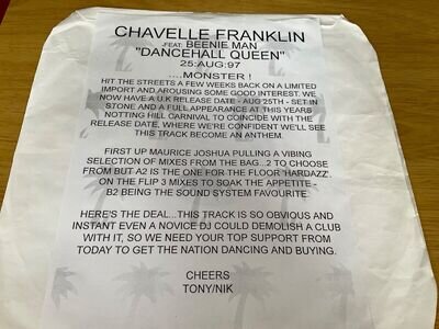 Chevelle Franklyn & Beenie Man - Dance Hall Queen , promo copy free P&P