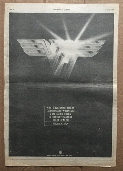 VAN HALEN VAN HALEN II POSTER SIZED original music press advert from 1979