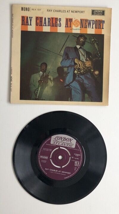RAY CHARLES AT NEWPORT E.P VG+ 1961 RED LONDON POP 7" vinyl 45-RE-K 1317