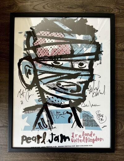 Pearl Jam Ireland & United Kingdom 2006 Worldwide Tour poster SIGNED BY THE BAND