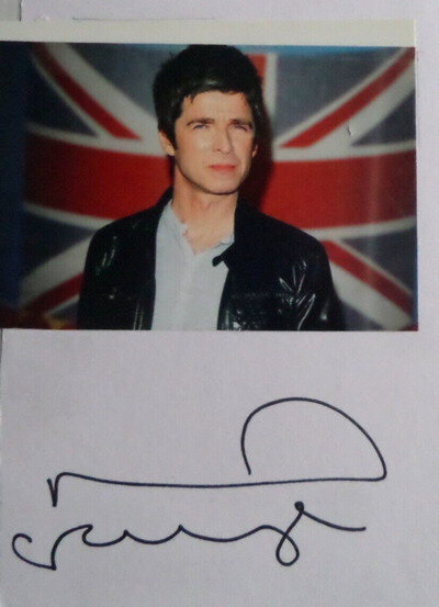 NOEL GALLAGHER OASIS, AUTOGRAPHED 7 X 6 ALBUM PAGE.