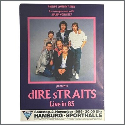 Dire Straits Live In ’85 Hamburg 1985 Concert Poster (Germany)