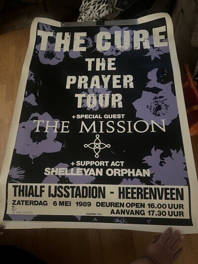 The Cure "The Prayer Tour" Original Poster 1989 Amsterdam The Mission 45" x 32"