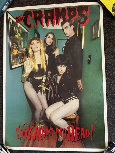 THE CRAMPS - "LOOK MOM NO HEAD” POSTER - SUPER RARE UK 1980's - VGC COLLECTABLE