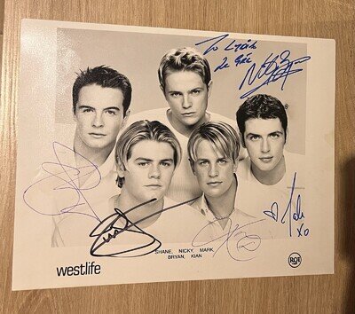 WestlifeSigned RCAPromoPhoto Original Autographs Shane, Nicky, Mark, Bryan, Kian