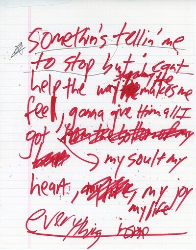 Original -WHITNEY HOUSTON- THE HIT FACTORY Handwritten/Autograph Lyrics Sheet Original -WHITNEY HOUSTON- THE HIT FACTORY Handwritten/Autograph Lyrics Sheet