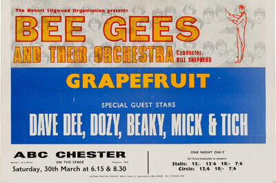 THE BEE GEES Concert Poster - 30"x20" ABC Chester 1968 - DD, D, B, M, T reprint