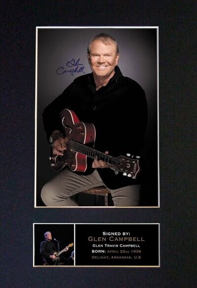 #279 GLEN CAMPBELL Reproduction Signature/Autograph Mounted Signed Photograph A4