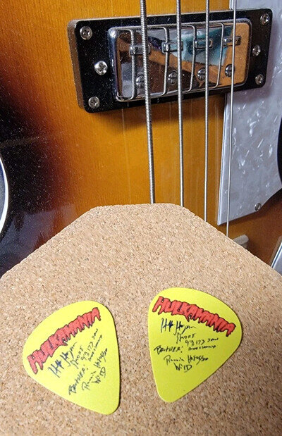 🎸RARE 2- HULK HOGAN HULKAMANIA WWF AUTOGRAPH SIGNED Guitar Pick REPLICA WWE WCW