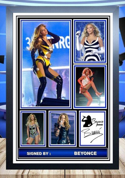 (668) beyonce music legend signed a4 photograph framed/unframed