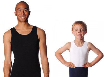 ROCH VALLEY Mens Boys Cotton Sleeveless Dance Leotard Ballet Oliver Black White
