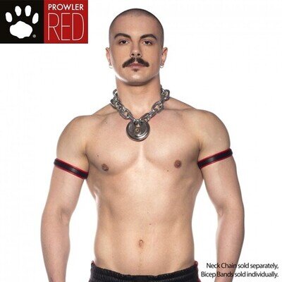 Prowler RED Bicep Band RED 100% Leather Adjustable Strong Look - DISCREET P&P