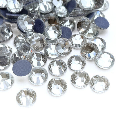 Clear Hotfix Iron On Glass Rhinestones Flat Back Crystals Diamante Gems UK