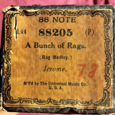 RARE Original "A Bunch Of Rags" medley rag piano roll with FANTASTIC arrangement