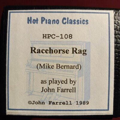 SPECIAL REISSUE Hot Piano Classics "Racehorse Rag" piano roll NEVER BEEN PLAYED