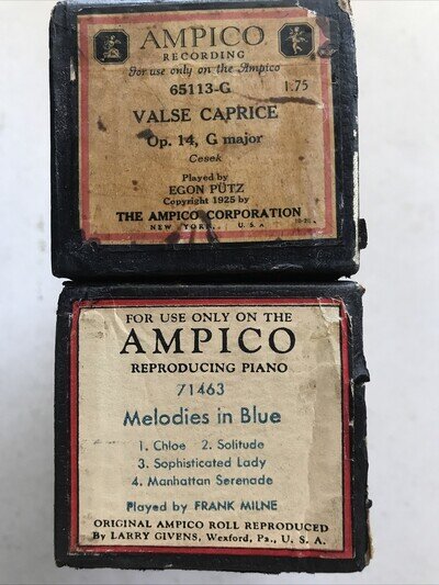 2 AMPICO PIANO ROLLS 65113 Valse Caprice 71463 Melodies in Blue