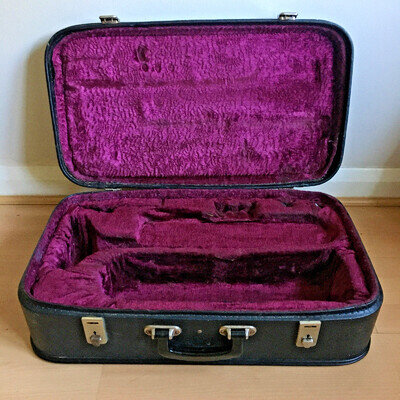 Vintage Trumpet Case Black Faux Leather Plush Interior 1960s/50s