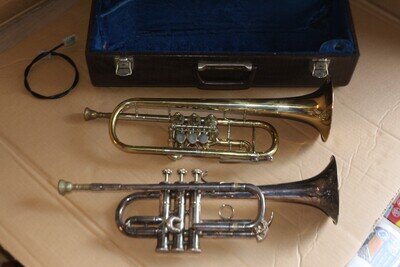Josef Monke Cologne 2 Piece Trumpets with Orig. Monke Mouthpiece and Case HTF
