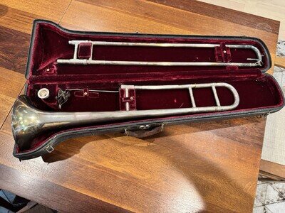 Vintage Lewis Master Kraft Brass Trombone By William Lewis & Sons 1916 w/Case