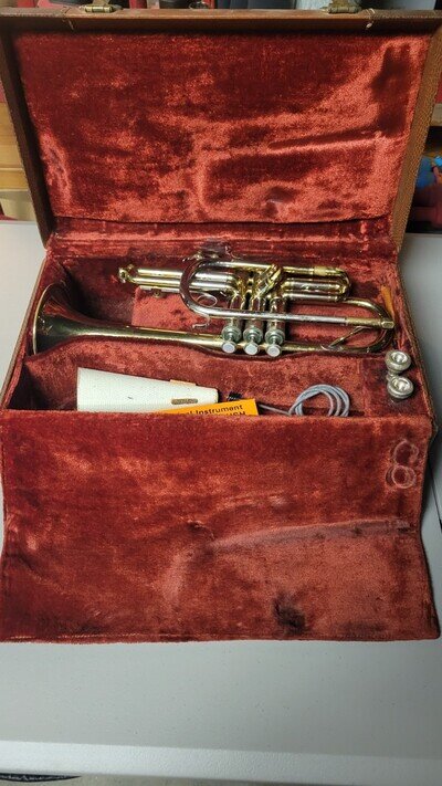 F.A REYNOLDS CORNET 1948 27358 BRASS VINTAGE INSTRUMENT WITH CASE AUTHENTIC🎺