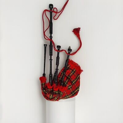 SCOTTISH MADE GREAT HIGHLAND BAGPIPE BUILT-IN MOUNTS ALL BLACK DELRIN SYNTHETIC