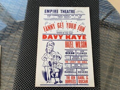 Vintage Theatre Poster Empire Theatre Bristol 27 February 1950 with photo 1949