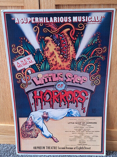 ORIGINAL 80s THEATRE WINDOW CARD/POSTER "LITTLE SHOP OF HORRORS" ORPHEUM THEATRE