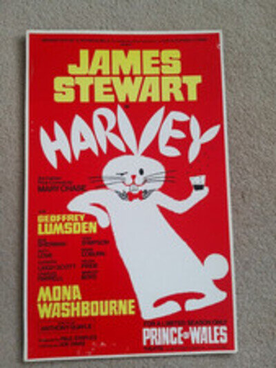 1975 Poster of "Harvey" starring James Stewart at the Prince Of Wales Theatre