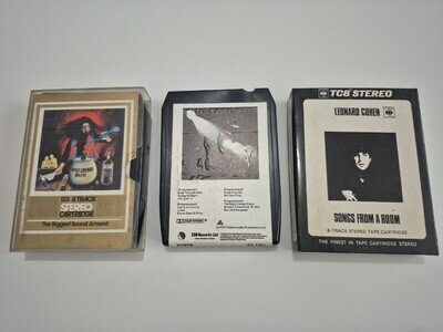 Vintage 8-Track Cartridges Rare Queen 1973, Wizzard Brew, Leonard Cohen