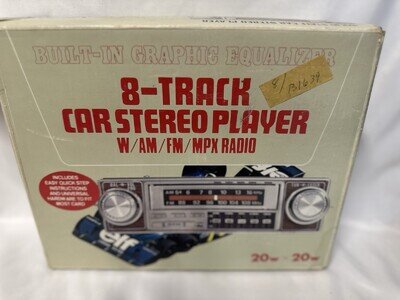 The Indash 8-Track Car Stereo Player W/AM/FM/MPX Radio ORIGINAL IN BOX  Untested