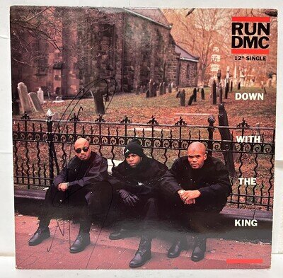Run DMC Down With The King 12" Pete Rock & CL Smooth Vinyl, SIGNED PETE ROCK, VG