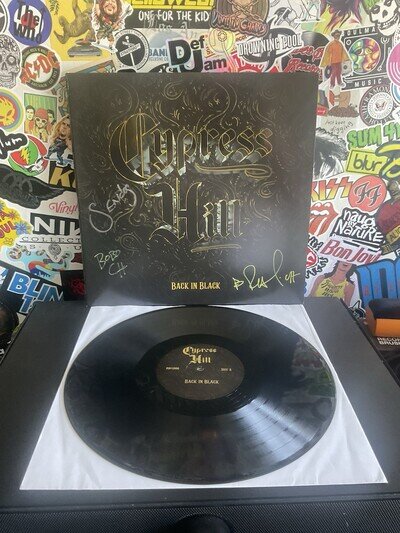 CYPRESS HILL Back In Black VG+ VINYL AUTOGRAPHED SIGNED