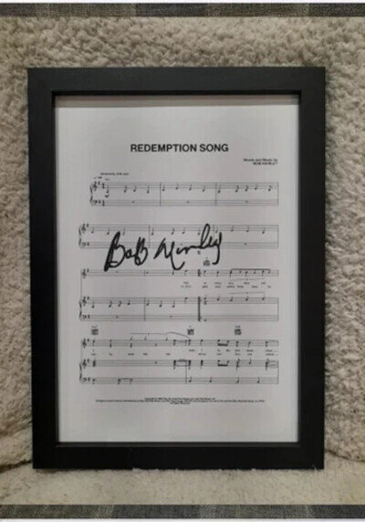 redemption song, bob marley signed A4 sheet music