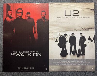RARE ORIG 77cmx51cm RECORD STORE DBL SIDED POSTER - U2 - ALBUM & SINGLE (2001)