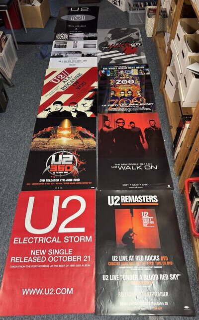 10 RARE VINTAGE BILLBOARD/RECORD STORE POSTERS - U2 - SOME DOUBLE SIDED