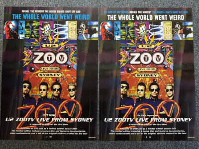 RARE ORIG 72x51cm RECORD STORE DBL SIDED WINDOW POSTER - U2 - LIVE ZOO (1994)