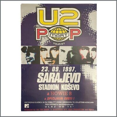 U2 PopMart Tour Sarajevo 1997 Concert Poster (Bosnia & Herzegovina)