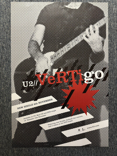 RARE ORIG 77 x 51cm RECORD STORE BILLBOARD MICRODOT POSTER - U2 - VERTIGO (2004)