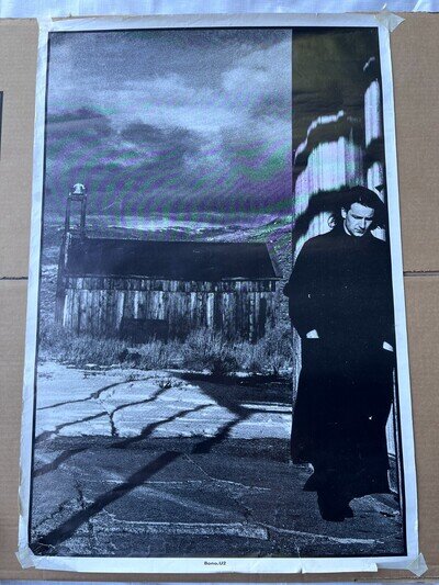 Rare Original 1990s U2 Bono Black & White Promotional Poster - 35" x 25.5"