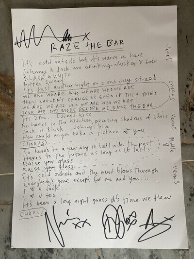 Signed Lyric Poster - TRAVIS Band official Tour autographed, 11x17 Raze the Bar