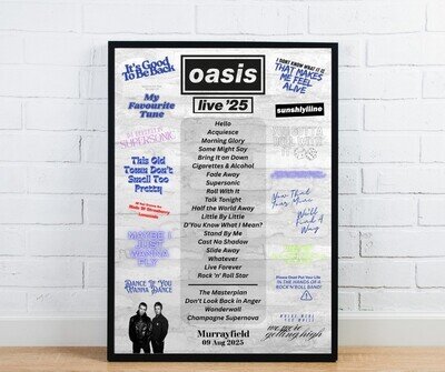 Oasis Setlist Poster
