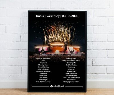 Oasis Fireworks Setlist Poster