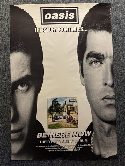 RARE ORIGINAL VINTAGE 89x59cm XL BILLBOARD POSTER - OASIS - BE HERE NOW (1997)