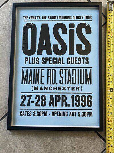 A3 Oasis Poster Framed Liam Gallagher Manchester City Main Road man cave bar