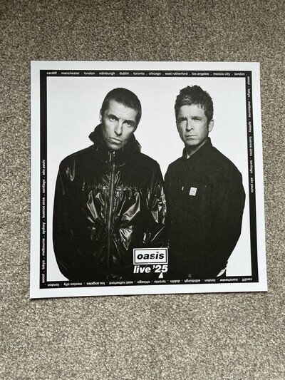Oasis Live 25 LTD Edition Poster 12 x 12 Manchester & Cardiff Pop Up Shop 🔥