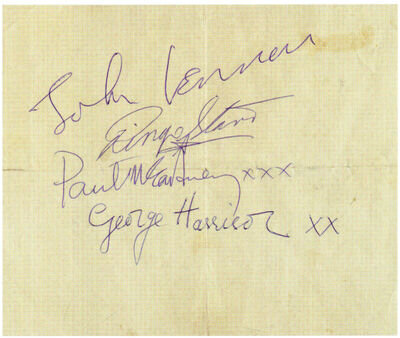 THE BEATLES Signed Autograph Book Page - Pop Stars / Fab Four 7"x5" reprint