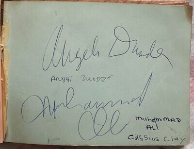 MUHAMMAD ALI SIGNED TWICE BOBBY MOORE + OTHER SPORTS STARS IN AUTOGRAPH BOOK